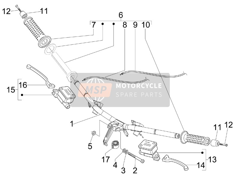 Vespa GTS 300 ie Touring 2012 Handlebars - Master cil. for a 2012 Vespa GTS 300 ie Touring