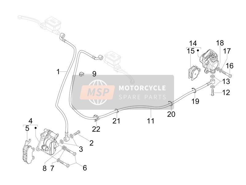 Vespa GTS 300 ie Touring 2012 Tuyaux de freins - Étriers pour un 2012 Vespa GTS 300 ie Touring