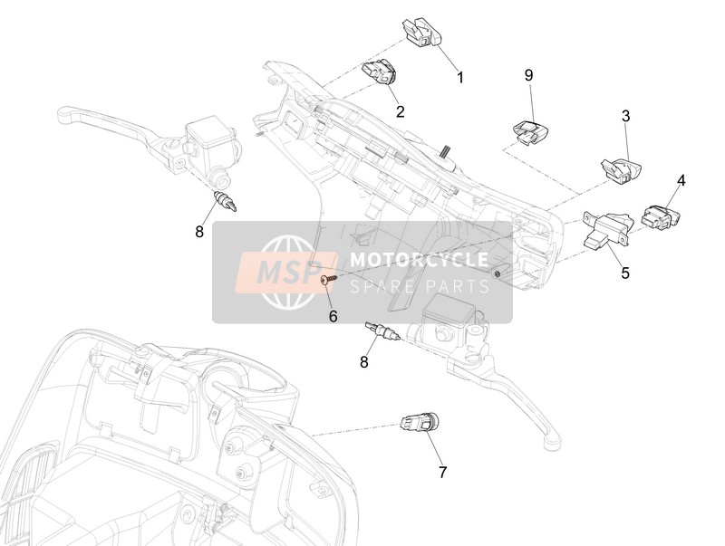 Vespa GTS Super 150 ie 4T 3V 2014 Selectores - Interruptores - Botones para un 2014 Vespa GTS Super 150 ie 4T 3V