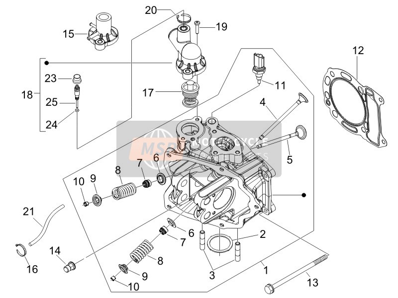 Vespa GTV 125 4T E3 2006 Unité principale - Soupape pour un 2006 Vespa GTV 125 4T E3