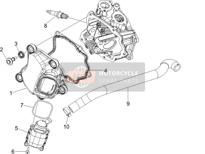 Vespa GTV 125 4T E3 2006 Cubierta de tapa de cilindro para un 2006 Vespa GTV 125 4T E3