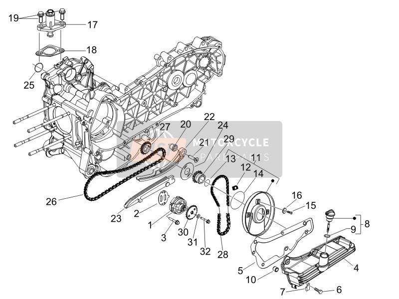 287913, Deksel, Oliepomptandwiel, Piaggio, 4