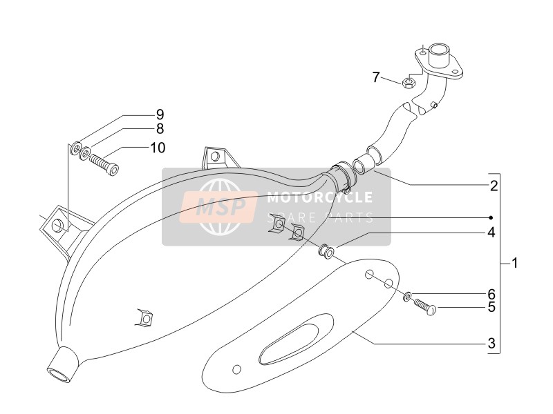 Vespa GTV 125 4T E3 2006 Silenziatore per un 2006 Vespa GTV 125 4T E3