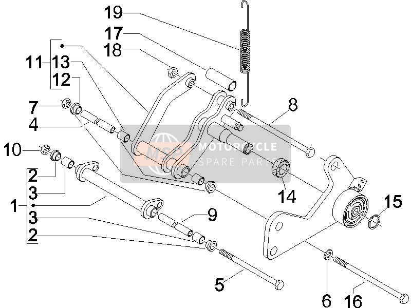 Vespa GTV 125 4T E3 2006 Bras oscillant pour un 2006 Vespa GTV 125 4T E3