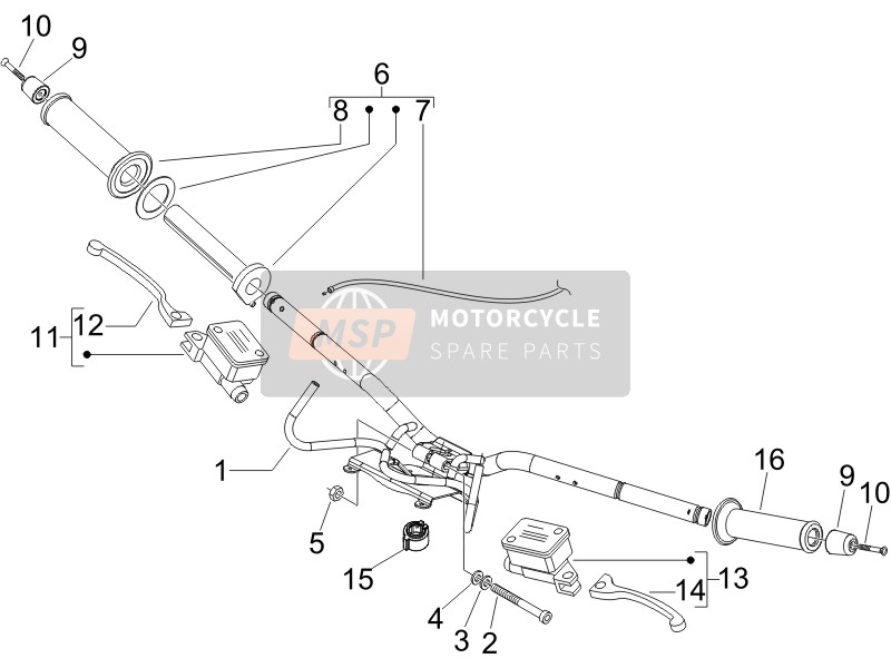 Vespa GTV 125 4T E3 (UK) 2006 Handlebars - Master cil. for a 2006 Vespa GTV 125 4T E3 (UK)