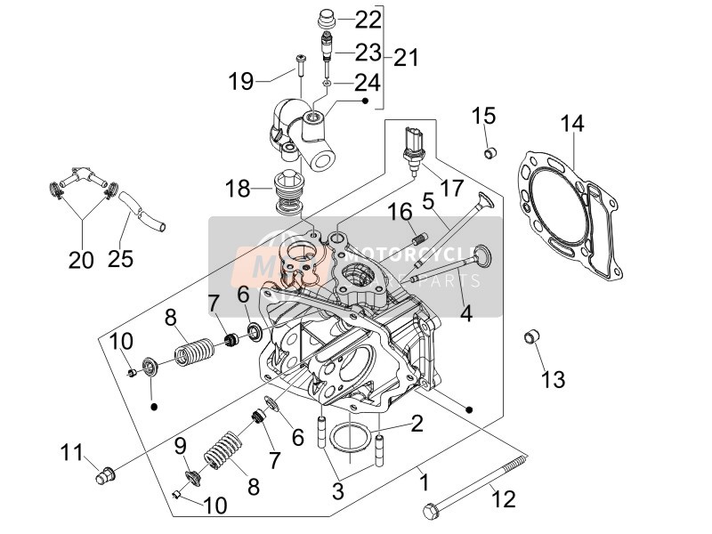 Vespa GTV 125 4T Navy E3 2007 Head Unit - Valve for a 2007 Vespa GTV 125 4T Navy E3