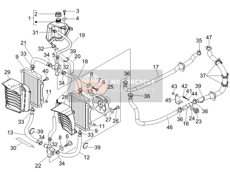 Vespa GTV 125 4T Navy E3 2007 Cooling System for a 2007 Vespa GTV 125 4T Navy E3