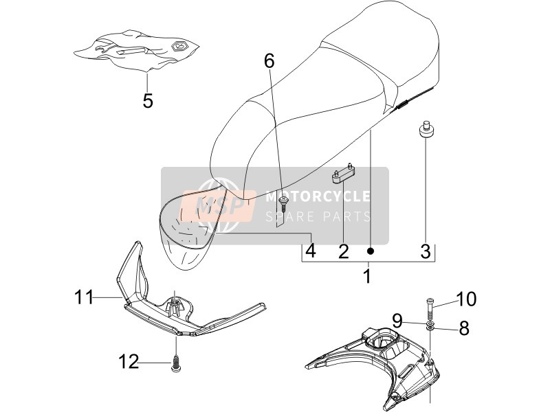 Vespa GTV 250 ie 2007 Sattel/Sitze für ein 2007 Vespa GTV 250 ie