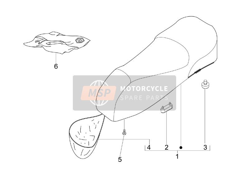 Vespa GTV 250 ie (USA) 2008 Sella/Posti a sedere per un 2008 Vespa GTV 250 ie (USA)