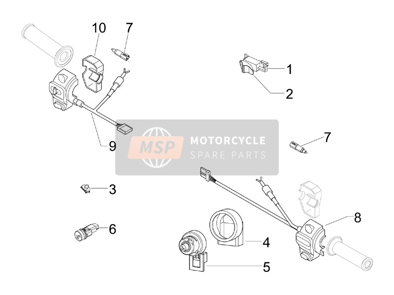 Vespa GTV 250 ie (USA) 2007 Wählhebel - Schalthebel - Schaltknöpfe für ein 2007 Vespa GTV 250 ie (USA)