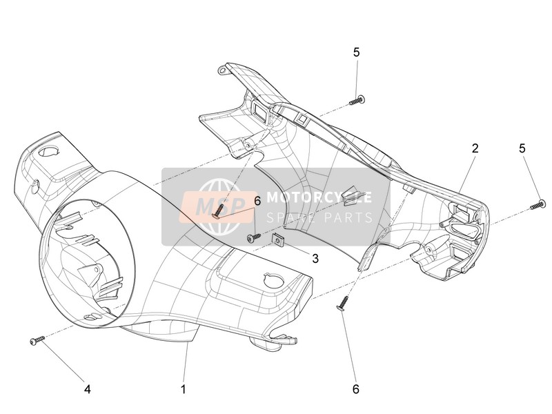 Vespa LT 125 4T 3V ie E3 (Vietnam) 2015 Lenkerabdeckungen für ein 2015 Vespa LT 125 4T 3V ie E3 (Vietnam)