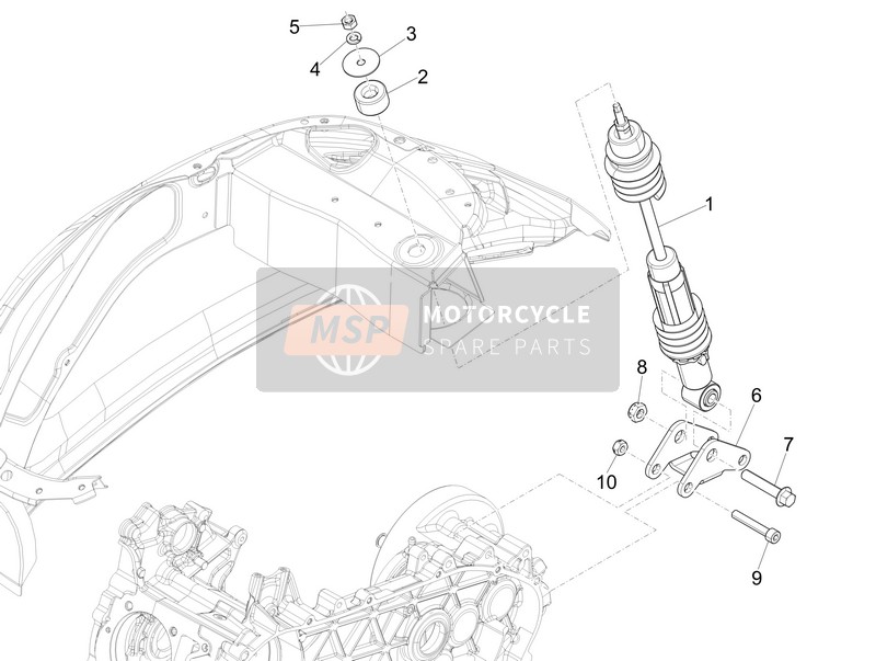 Vespa LT 125 4T 3V ie E3 (Vietnam) 2015 Aufhängung hinten - Stoßdämpfer für ein 2015 Vespa LT 125 4T 3V ie E3 (Vietnam)