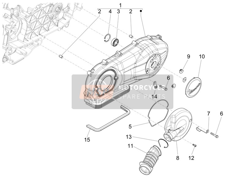 Vespa LT 150 4T 3V ie 2014 Tapa del cárter - Refrigeración del cárter para un 2014 Vespa LT 150 4T 3V ie