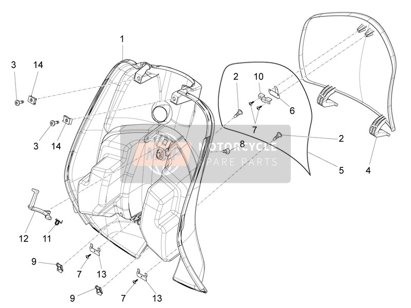 Vespa LT 150 4T 3V ie 2014 Front Glove-Box - Knee-Guard Panel for a 2014 Vespa LT 150 4T 3V ie