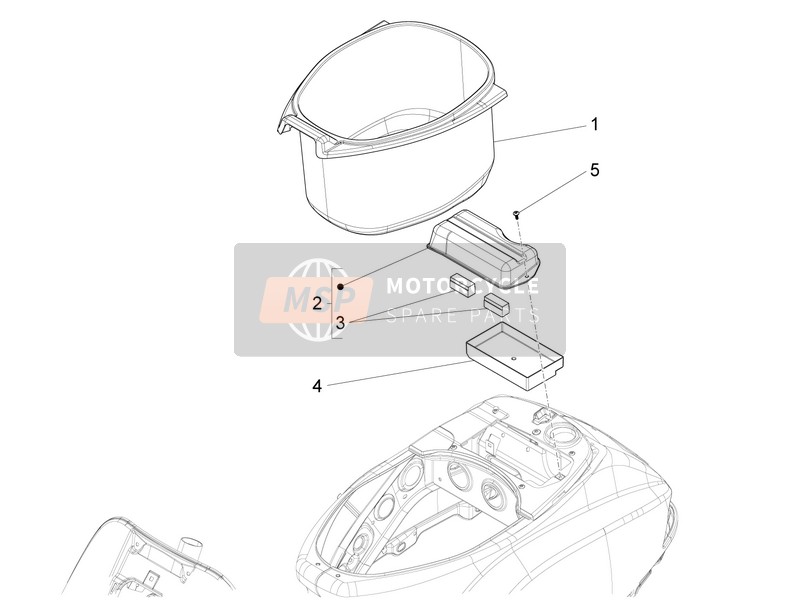 Vespa LT 150 4T 3V ie 2014 Vivienda del casco - Debajo de la silla de montar para un 2014 Vespa LT 150 4T 3V ie