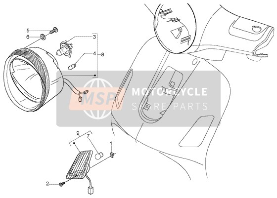 Vespa LX 125 2006 Luci anteriori per un 2006 Vespa LX 125