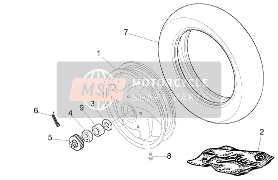 Vespa LX 125 2006 Rueda trasera para un 2006 Vespa LX 125