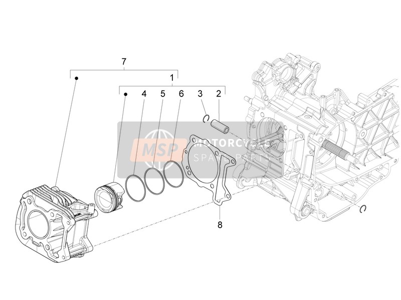 Vespa LX 125 4T 3V ie 2013 Cylindre-Piston-Unité de broche de poignet pour un 2013 Vespa LX 125 4T 3V ie