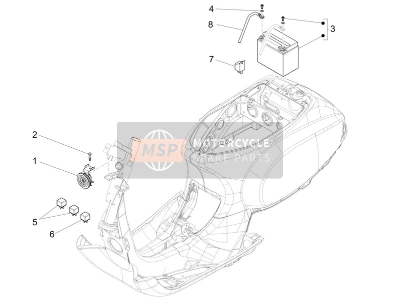 Vespa LX 125 4T 3V ie 2013 Fernbedienungsschalter - Batterie - Hupe für ein 2013 Vespa LX 125 4T 3V ie