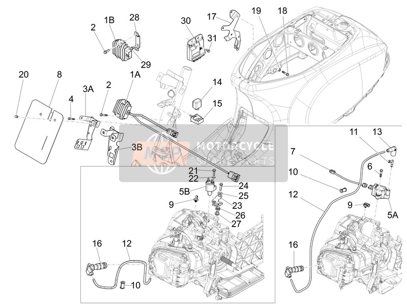 Vespa LX 125 4T 3V ie 2013 Spannungsregler - Elektronische Steuereinheiten (ECU) - Zündspule für ein 2013 Vespa LX 125 4T 3V ie