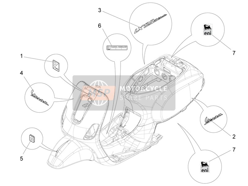 676054, LX125 3VALVOLE Etiket, Piaggio, 0