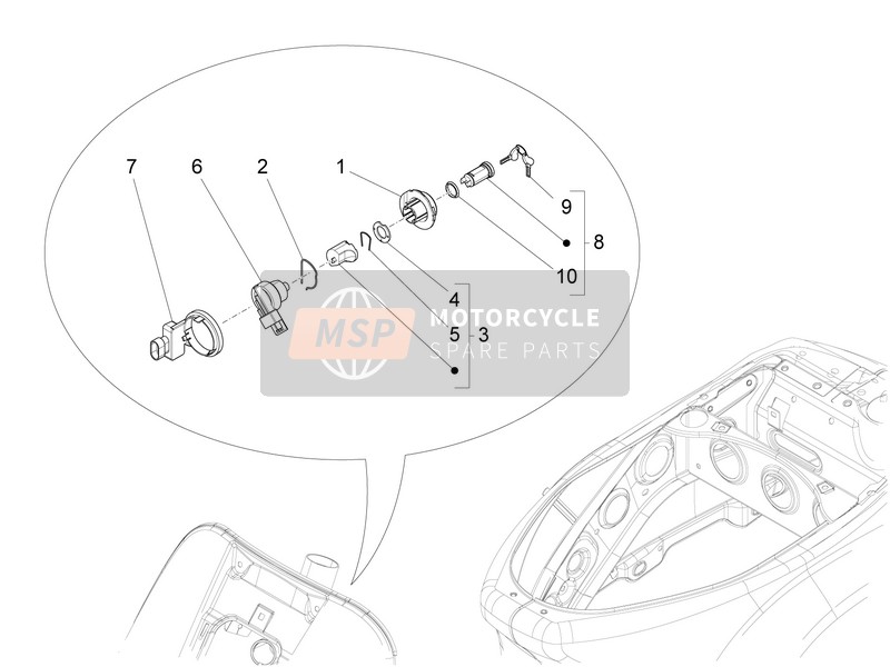 Vespa LX 125 4T 3V ie (Taiwan) 2013 Schlösser für ein 2013 Vespa LX 125 4T 3V ie (Taiwan)