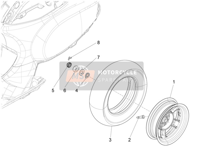 58550R, Ruota Posteriore 3.00 * 10, Piaggio, 0