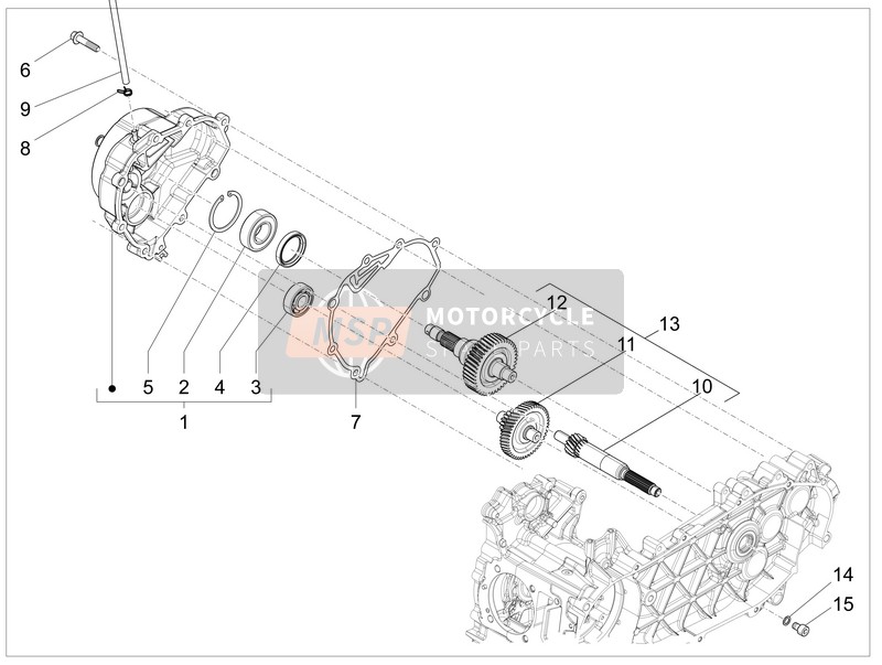 Vespa LX 125 4T 3V ie (Vietnam) 2014 Unité de réduction pour un 2014 Vespa LX 125 4T 3V ie (Vietnam)