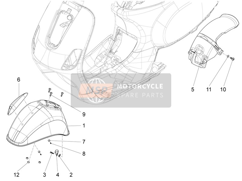 Vespa LX 125 4T 3V ie (Vietnam) 2013 Radgehäuse - Schlammschutz für ein 2013 Vespa LX 125 4T 3V ie (Vietnam)