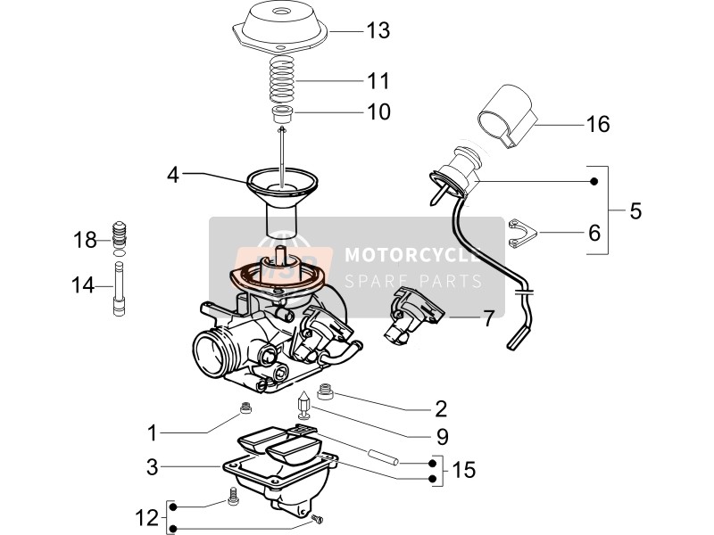 Vespa LX 125 4T E3 2007 Carburettor'S Components for a 2007 Vespa LX 125 4T E3