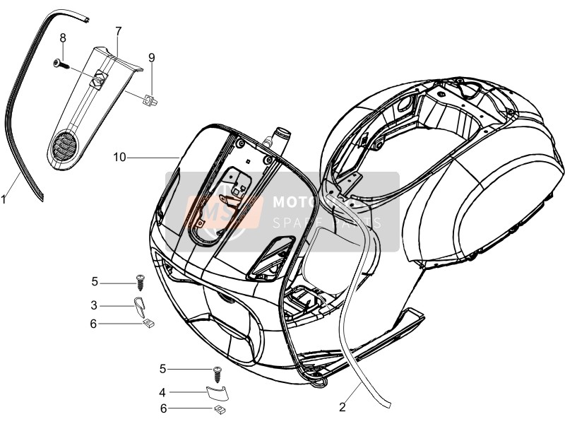 65596400R7, Couvercle, Piaggio, 3