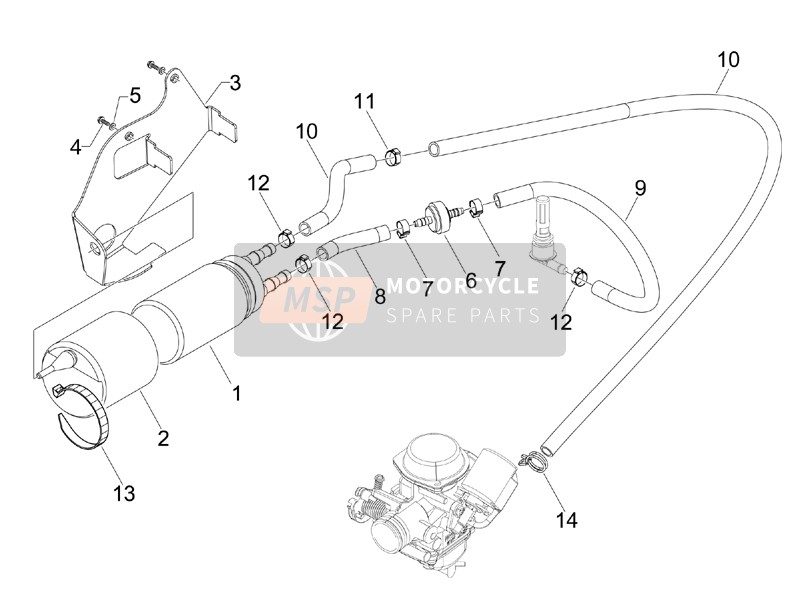 Vespa LX 125 4T E3 2006 Sistema de suministros para un 2006 Vespa LX 125 4T E3