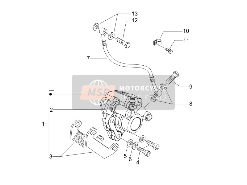 Vespa LX 125 4T E3 2006 Tubos de frenos - Calibrador para un 2006 Vespa LX 125 4T E3