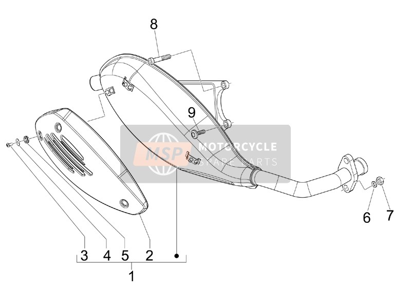 Vespa LX 125 4T E3 2009 Silenciador para un 2009 Vespa LX 125 4T E3