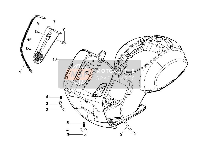 65596400BR, Painted Steering Cover, Piaggio, 2