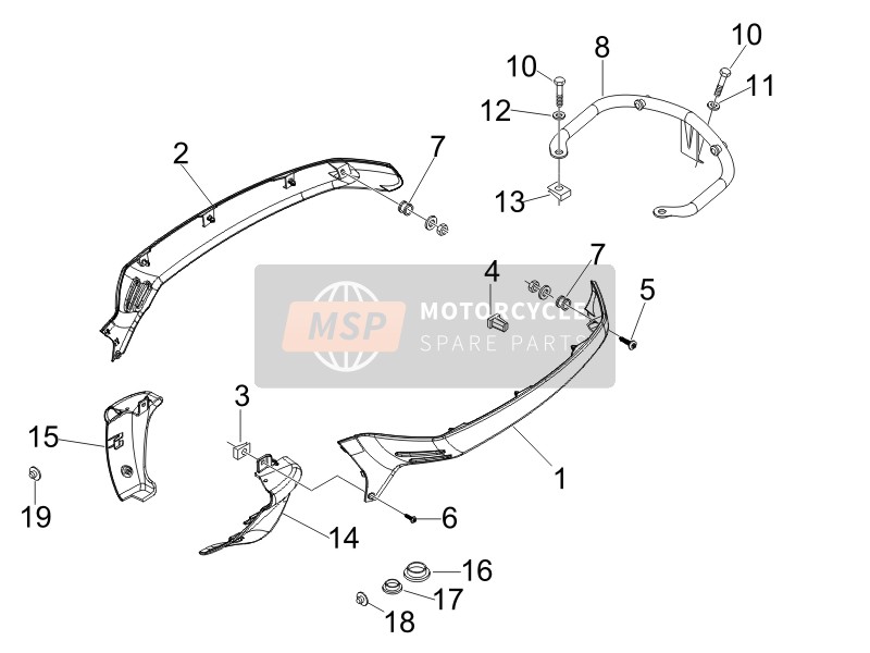 Vespa LX 125 4T E3 2009 Side Cover - Spoiler for a 2009 Vespa LX 125 4T E3