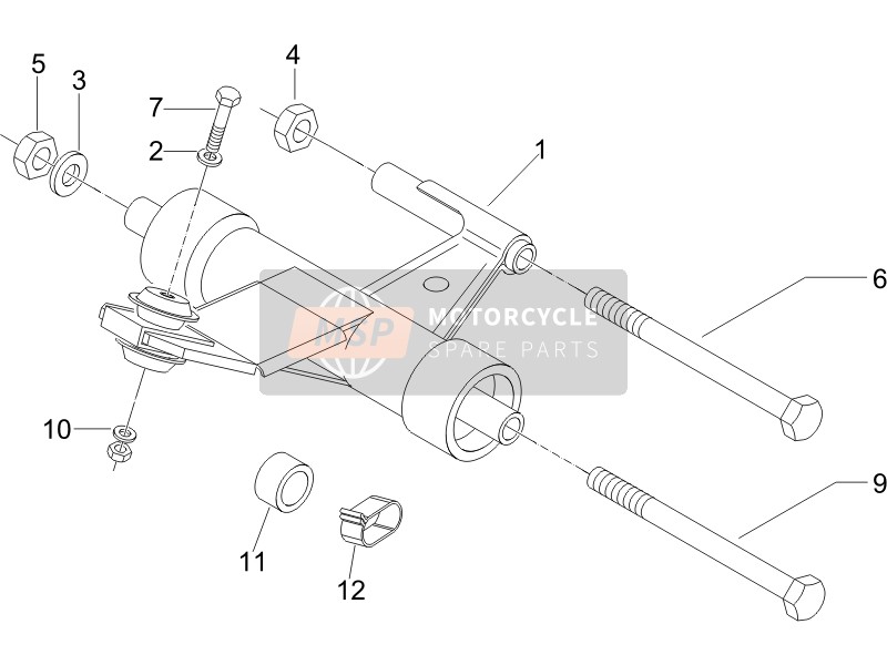 Vespa LX 125 4T E3 2009 Brazo oscilante para un 2009 Vespa LX 125 4T E3