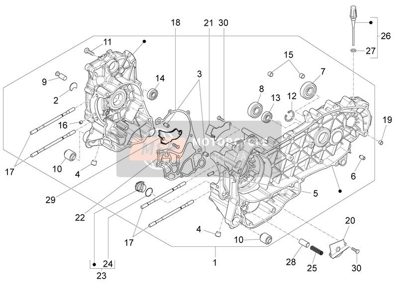 Vespa LX 125 4T ie E3 2011 Kurbelgehäuse für ein 2011 Vespa LX 125 4T ie E3