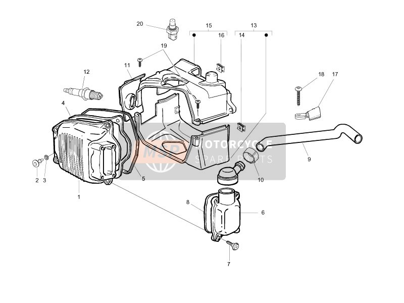 Vespa LX 125 4T ie E3 2010 Cubierta de tapa de cilindro para un 2010 Vespa LX 125 4T ie E3