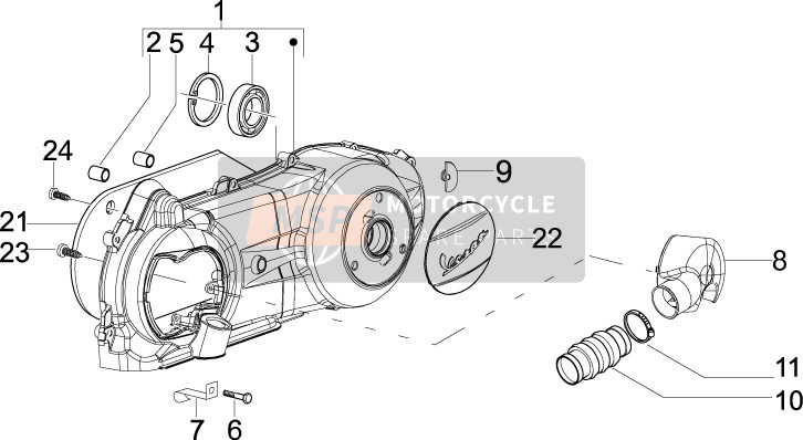 Vespa LX 125 4T ie E3 2011 Kurbelgehäuseabdeckung - Kurbelgehäusekühlung für ein 2011 Vespa LX 125 4T ie E3