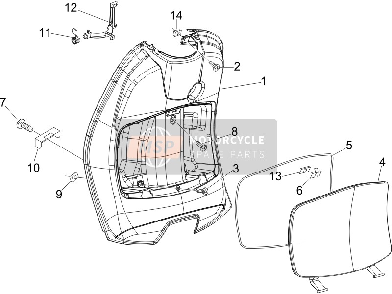 Vespa LX 125 4T ie E3 2009 Voorhandschoen-Huis - Knie-Beschermingspaneel voor een 2009 Vespa LX 125 4T ie E3