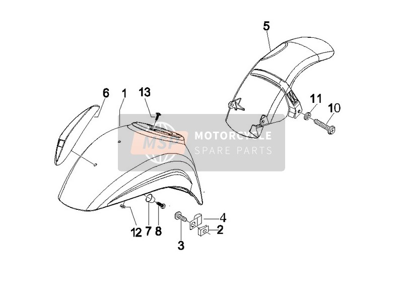 Vespa LX 125 4T ie E3 2010 Radgehäuse - Schlammschutz für ein 2010 Vespa LX 125 4T ie E3