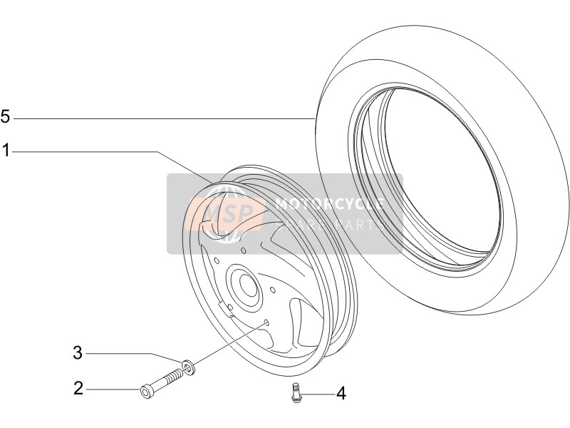 Vespa LX 125 4T ie E3 2010 Vorderrad für ein 2010 Vespa LX 125 4T ie E3