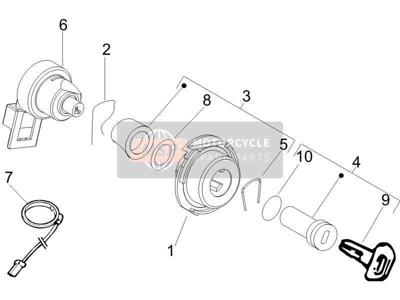 Vespa LX 125 4T ie E3 Touring 2011 Schlösser für ein 2011 Vespa LX 125 4T ie E3 Touring