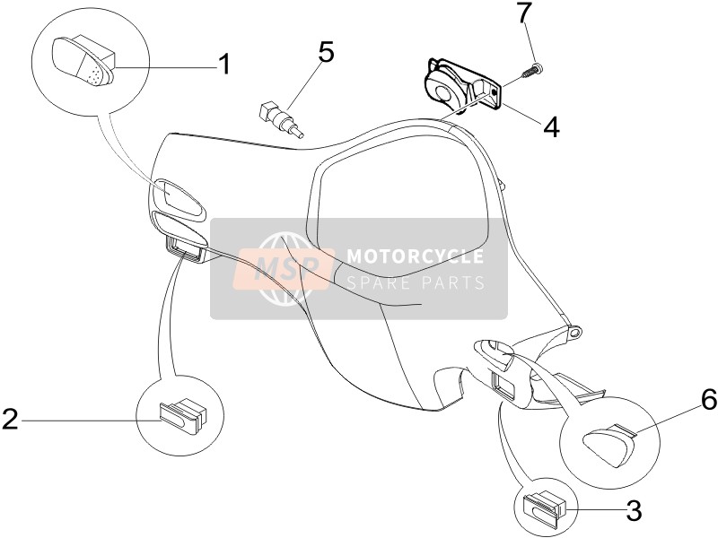 Vespa LX 125 4T ie E3 Touring 2011 Wählhebel - Schalthebel - Schaltknöpfe für ein 2011 Vespa LX 125 4T ie E3 Touring