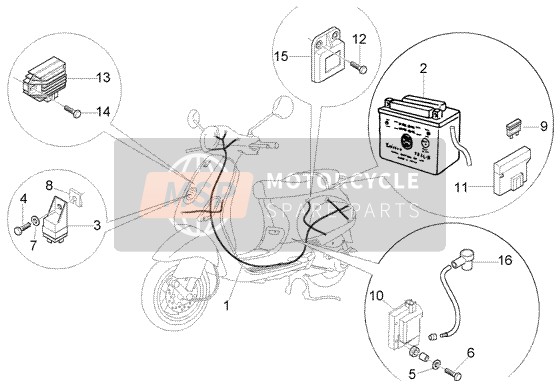 Vespa LX 150 2005 Elektrisches Gerät (2) für ein 2005 Vespa LX 150