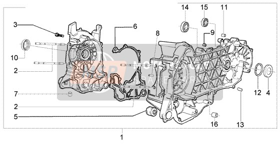 Vespa LX 150 2005 Carter pour un 2005 Vespa LX 150