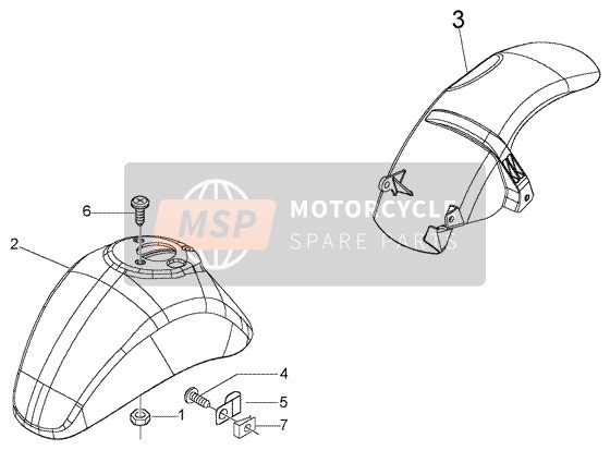 Vespa LX 150 2005 Front And Rear Mudguard for a 2005 Vespa LX 150