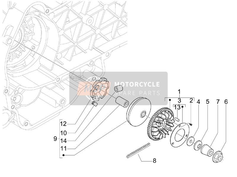 Vespa LX 150 4T 2006 Driving Pulley for a 2006 Vespa LX 150 4T