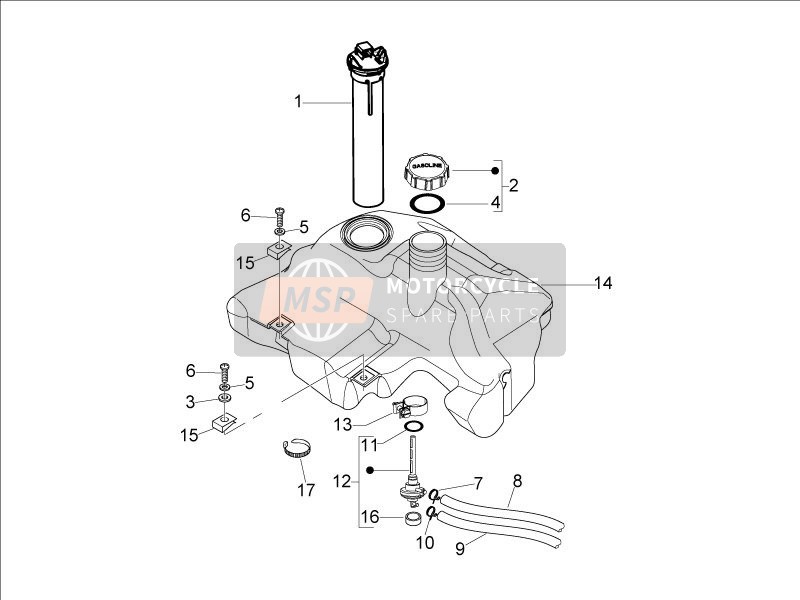 Vespa LX 150 4T 2006 Fuel Tank for a 2006 Vespa LX 150 4T